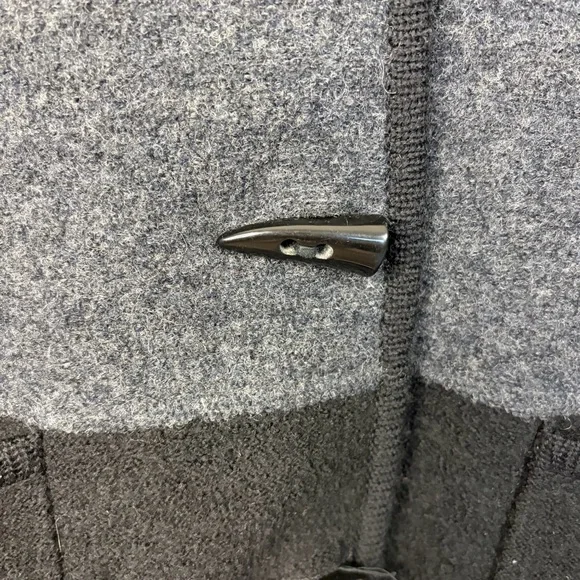 Vintage Wool Hooded Midi Jacket Coat Black Gray Cream Size Medium Winter 1990s - Picture 5 of 11